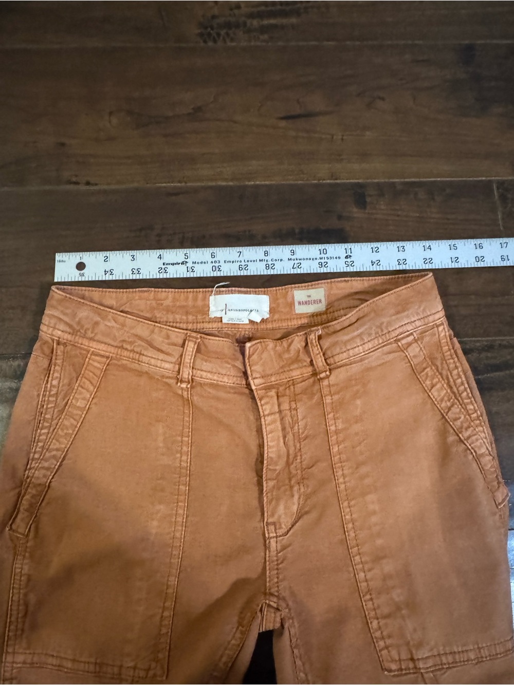 Anthropologie Women’s Rust Brown Cargo Pants Fall Cotton Linen Size 25 - Picture 5 of 7